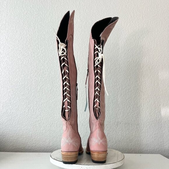 Lane LEXINGTON Over the Knee Womens Cowboy Boots 7 Pink Western Cowgirl Lace up - Picture 4 of 15